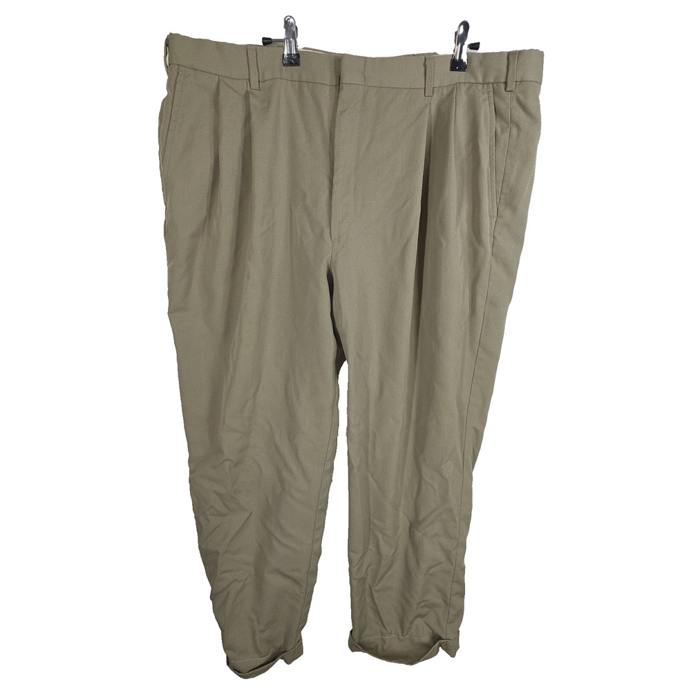 Brooks Brothers Mens Regular Fit Chino Pants Beige Cotton 42x28 Pleated Khakis